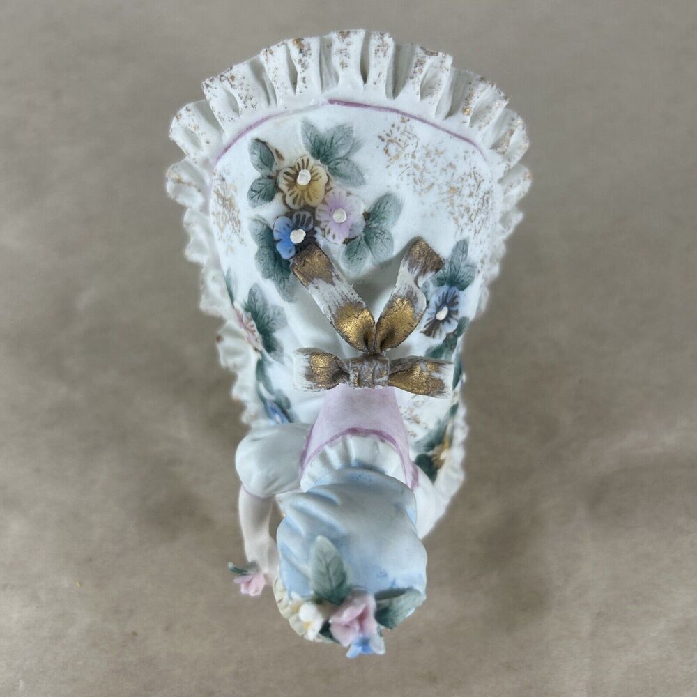LEFTON Blue BLOOMER GIRL Bending Over Picking Flower Figurine Vintage Japan - Picture 12 of 14